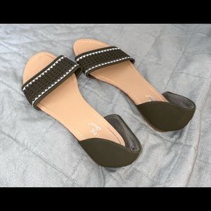 Army Green Flat Sandals